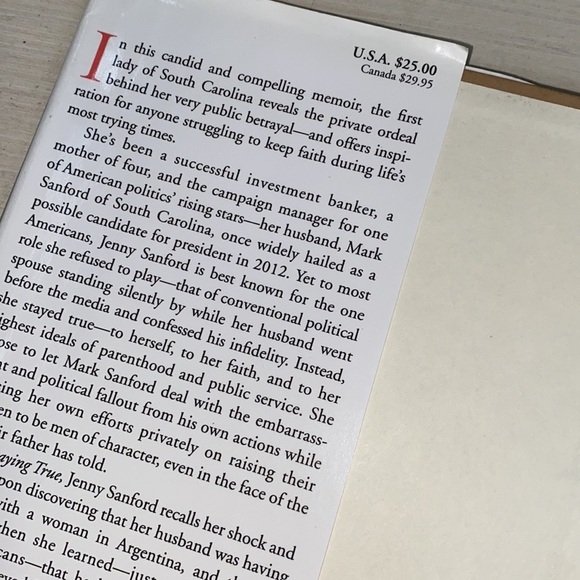 Staying True by Jenny Sanford hardback book - Picture 4 of 4